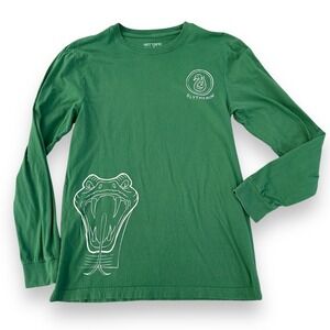 Hot Topic Slytherin Line Art Harry Potter Men's T-Shirt Small Green Long Sleeve